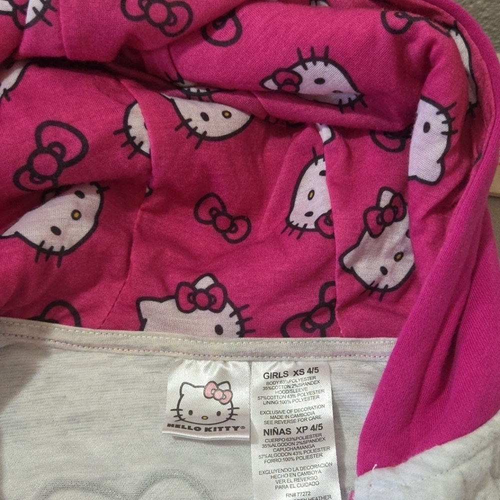 Hello Kitty Quilted Knit Zipper Front Enamel Pull Tab Jacket Size 4/5 - Picture 6 of 7
